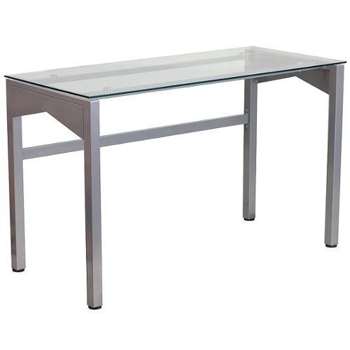 Flash Furniture - Jayden Rectangle Contemporary Glass  Home Office Desk - Clear/Silver 1