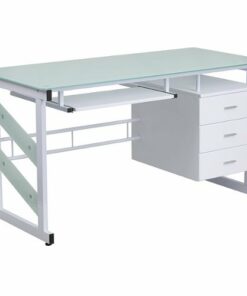 Flash Furniture - Singleton Rectangle Contemporary Glass  Home Office Desk - Frosted/White