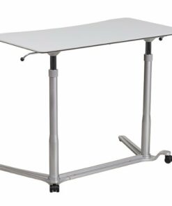 Flash Furniture - Merritt Rectangle Contemporary Laminate  Sit and Stand Desk - Light Gray