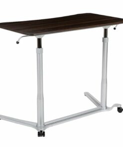 Flash Furniture - Merritt Rectangle Contemporary Laminate  Sit and Stand Desk - Dark Wood Grain