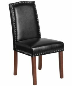 Flash Furniture - Hercules Hampton Hill  Midcentury Leather/Faux Leather Dining Chair - Upholstered - Black LeatherSoft