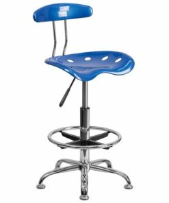 Flash Furniture - Bradley Contemporary Plastic Drafting Stool - Bright Blue