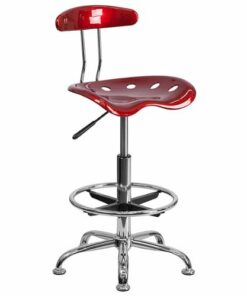 Flash Furniture - Bradley Contemporary Plastic Drafting Stool - Wine Red