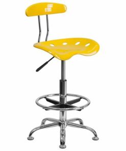 Flash Furniture - Bradley Contemporary Plastic Drafting Stool - Yellow