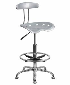 Flash Furniture - Bradley Contemporary Plastic Drafting Stool - Silver