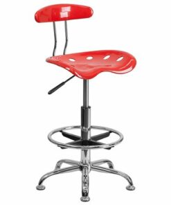 Flash Furniture - Bradley Contemporary Plastic Drafting Stool - Cherry Tomato