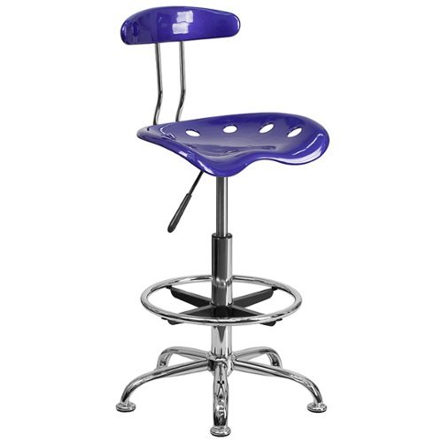 Flash Furniture - Bradley Contemporary Plastic Drafting Stool - Deep Blue
