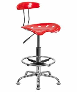 Flash Furniture - Bradley Contemporary Plastic Drafting Stool - Red