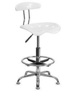 Flash Furniture - Bradley Contemporary Plastic Drafting Stool - White