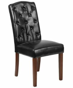 Flash Furniture - Hercules Preston  Midcentury Leather/Faux Leather Dining Chair - Upholstered - Black LeatherSoft