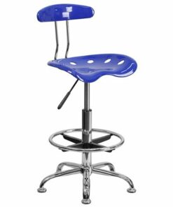 Flash Furniture - Bradley Contemporary Plastic Drafting Stool - Nautical Blue