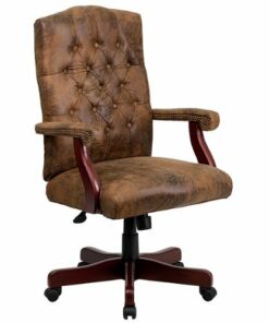 Flash Furniture - Derrick Traditional Fabric Swivel Office Chair - Bomber Brown Microfiber