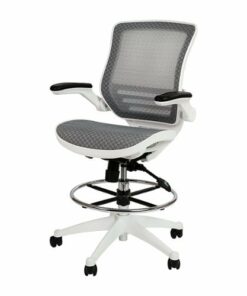 Flash Furniture - Waylon Modern Mesh Drafting Stool - Gray Mesh/White Frame