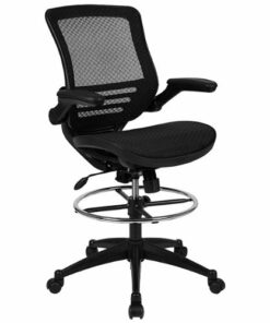 Flash Furniture - Waylon Modern Mesh Drafting Stool - Black Mesh/Black Frame
