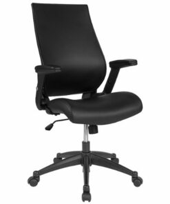 Flash Furniture - Waylon Contemporary Leather/Faux Leather Executive Swivel Office Chair - Black