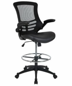 Flash Furniture - Kelista Contemporary Mesh Drafting Stool - Black LeatherSoft/Mesh