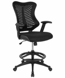 Flash Furniture - Waylon Contemporary Mesh Drafting Stool - Black