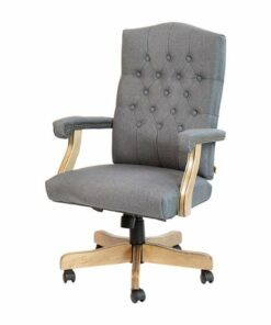 Flash Furniture - Derrick Traditional Fabric Swivel Office Chair - Gray Fabric/Driftwood