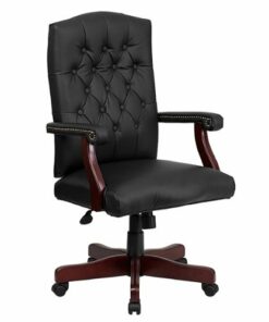 Flash Furniture - Martha Washington Traditional Leather/Faux Leather Executive Swivel Office Chair - Black LeatherSoft
