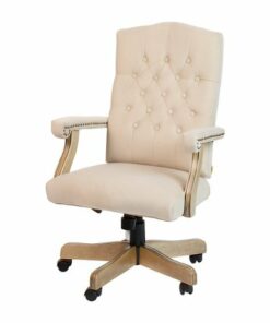 Flash Furniture - Derrick Traditional Fabric Swivel Office Chair - Ivory Microfiber/Driftwood