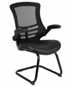 Flash Furniture - Kelista  Contemporary Mesh Side Chair - Upholstered - Black LeatherSoft