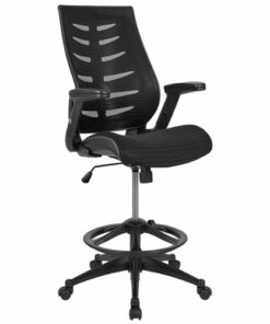 Flash Furniture - Kale Contemporary Mesh Drafting Stool - Black 0