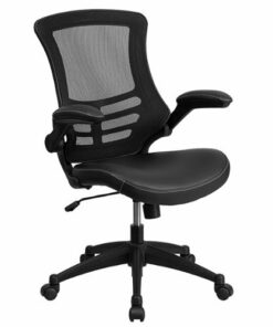 Flash Furniture - Kelista Contemporary Leather/Faux Leather Swivel Office Chair - Black LeatherSoft/Mesh