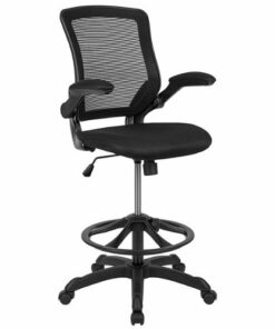Flash Furniture - Kale Contemporary Mesh Drafting Stool - Black 1