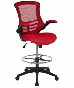 Flash Furniture - Kelista Contemporary Mesh Drafting Stool - Red Mesh
