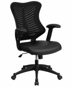 Flash Furniture - Kale Contemporary Leather/Faux Leather Executive Swivel Office Chair - Black LeatherSoft/Mesh