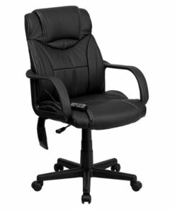 Flash Furniture - Laverne Contemporary Leather/Faux Leather Swivel Office Chair - Black