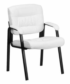 Flash Furniture - Haeger  Contemporary Leather/Faux Leather Side Chair - Upholstered - White LeatherSoft/Black Frame