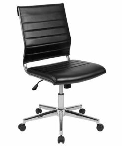 Flash Furniture - Hansel Contemporary Leather/Faux Leather Ribbed Executive Swivel Mid-Back Office Chair - Black 0