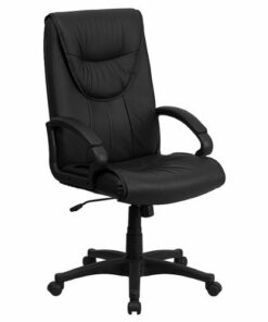 Flash Furniture - Hansel Contemporary Leather Executive Swivel High Back Office Chair with Distinct Headrest and Arms - Black