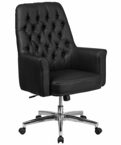 Flash Furniture - Hansel Traditional Mid-Back Traditional Tufted LeatherSoft Executive Swivel Office Chair - Black
