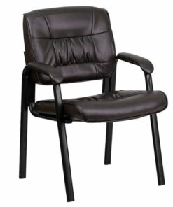 Flash Furniture - Haeger  Contemporary Leather/Faux Leather Side Chair - Upholstered - Brown LeatherSoft/Black Frame