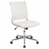 Flash Furniture - Hansel Contemporary Leather/Faux Leather Ribbed Executive Swivel Mid-Back Office Chair - White 0