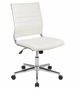 Flash Furniture - Hansel Contemporary Leather/Faux Leather Ribbed Executive Swivel Mid-Back Office Chair - White 0