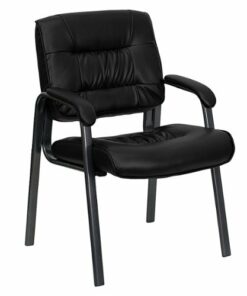 Flash Furniture - Haeger  Contemporary Leather/Faux Leather Side Chair - Upholstered - Black LeatherSoft/Titanium Gray Frame