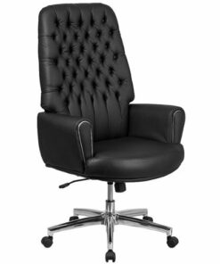 Flash Furniture - Hansel Traditional High Back Traditional Tufted LeatherSoft Executive Chair with Welt Arms - Black