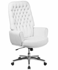 Flash Furniture - Rochelle Traditional Leather/Faux Leather Executive Swivel Office Chair - White