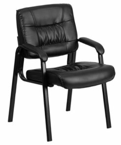 Flash Furniture - Haeger  Contemporary Leather/Faux Leather Side Chair - Upholstered - Black LeatherSoft/Black Frame