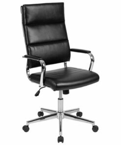 Flash Furniture - Hansel Contemporary Leather/Faux Leather Panel Executive Swivel High Back Office Chair - Black