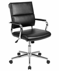 Flash Furniture - Hansel Contemporary Leather/Faux Leather Panel Executive Swivel Mid-Back Office Chair - Black