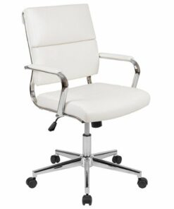 Flash Furniture - Hansel Contemporary Leather/Faux Leather Panel Executive Swivel Mid-Back Office Chair - White