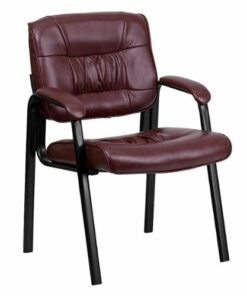 Flash Furniture - Haeger  Contemporary Leather/Faux Leather Side Chair - Upholstered - Burgundy LeatherSoft/Black Frame
