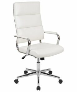 Flash Furniture - Hansel Contemporary Leather/Faux Leather Panel Executive Swivel High Back Office Chair - White