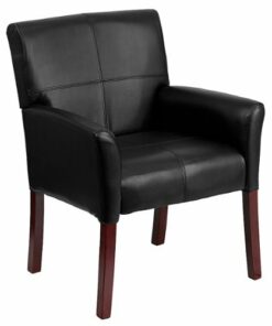 Flash Furniture - Taylor  Contemporary Leather/Faux Leather Side Chair - Upholstered - Black