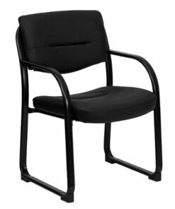 Flash Furniture - Donny  Contemporary Leather/Faux Leather Side Chair - Upholstered - Black