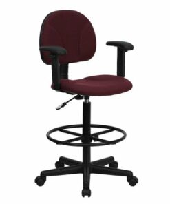 Flash Furniture - Bruce Contemporary Fabric Drafting Chair with Arms - Burgundy